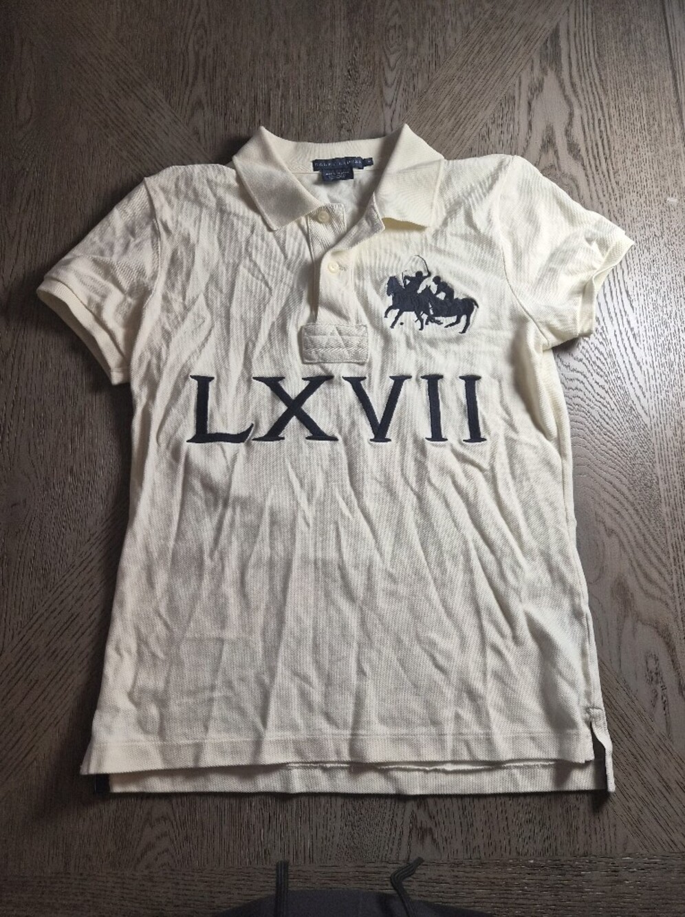 Ralph Lauren Cream Polo with Navy Graphic